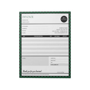 Green Border Minimalist Business Invoice Template Notepad