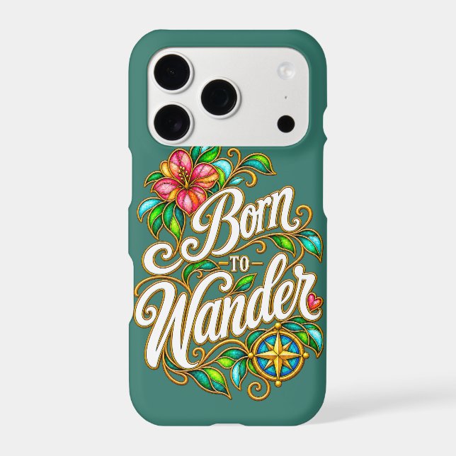 Green Born to Wander iPhone Case (Back)