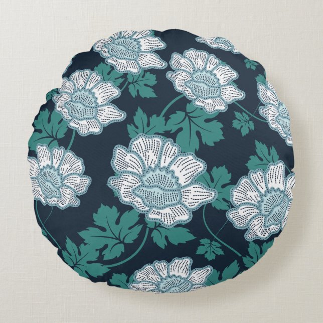 Green Botanic Beauty Round Pillow (Front)