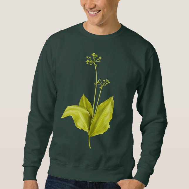 Green Botanical Art Bear Leek Plant Sweatshirt (Front)