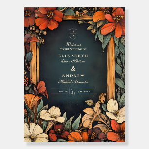 Green Botanical Art Nouveau Wedding Foam Board