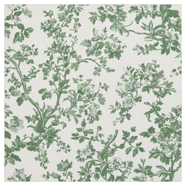 Green Botanical Branch Pattern Fabric (Swatch)