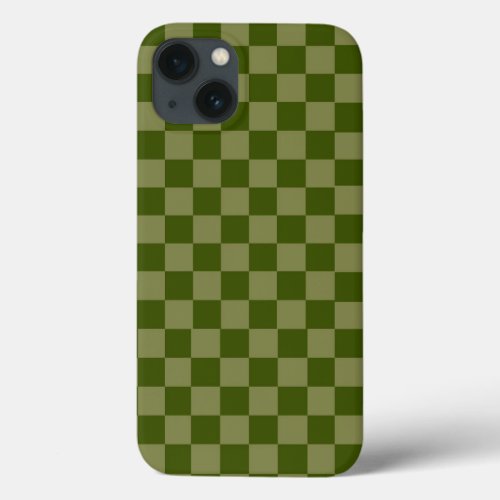 Green Botanical Checkered Luxury Aesthetic iPhone 13 Case