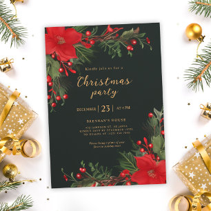 Green Botanical Christmas Party Invitation