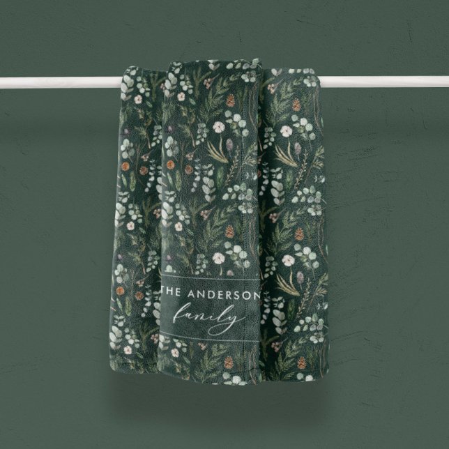 Green botanical elegant modern family gift fleece blanket (Creator Uploaded)