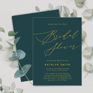 Green Botanical Elegant Script Bridal Shower Invitation