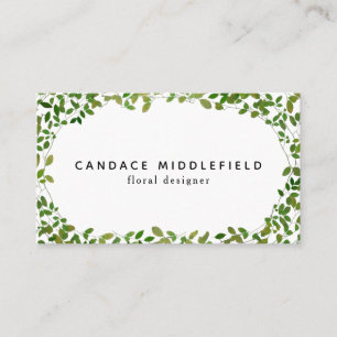 Green Botanical Floral Design Florist Business Card