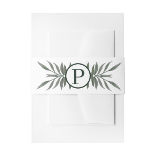 Green Botanical Floral Greenery Rustic Wedding Invitation Belly Band