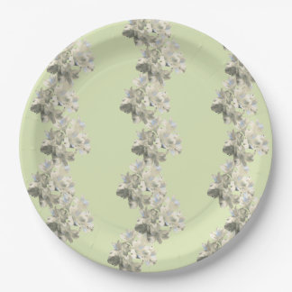 Green Botanical Floral Pattern Paper Plates