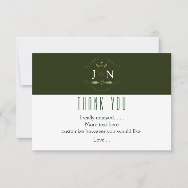 Green Botanical Forest Minimal Wedding Thank You (Front)