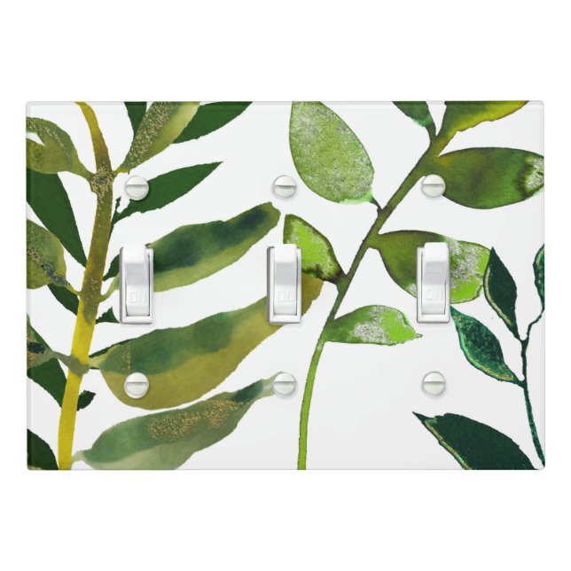 Green Botanical Glam Plant Leaves Elegant Chic Light Switch Cover (In Situ)