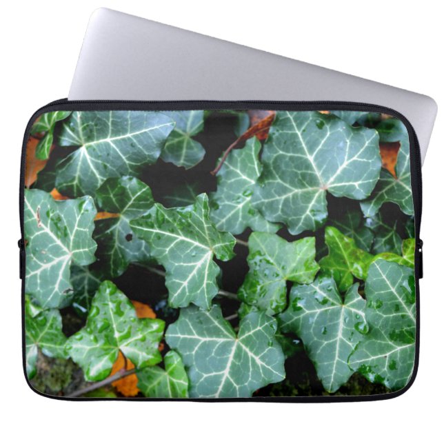 Green botanical Ivy and field stone Laptop Sleeve (Front)