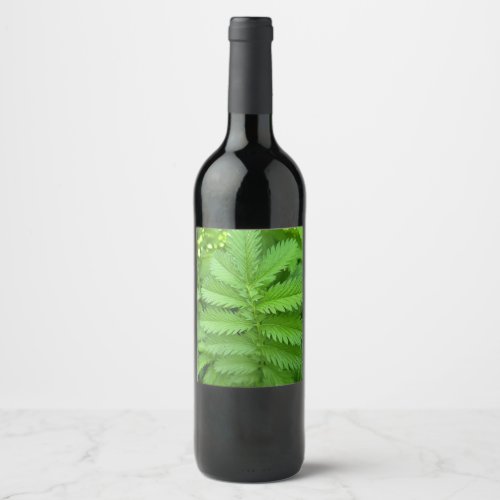 Green Botanical Leaves Wine Bottle Label