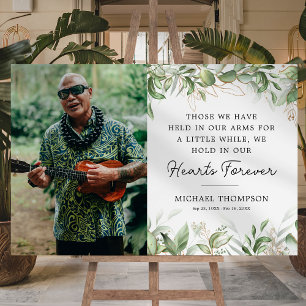 Green Botanical Memorial Funeral Photo Foam Board