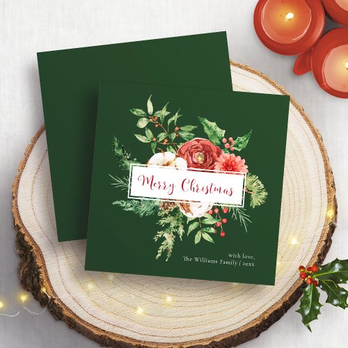 Green Botanical Merry Christmas Card