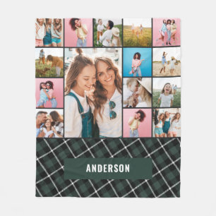 Green botanical modern minimal pampas 15 photo fleece blanket