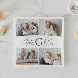 Green Botanical Monogram 4 Photo Trinket Tray