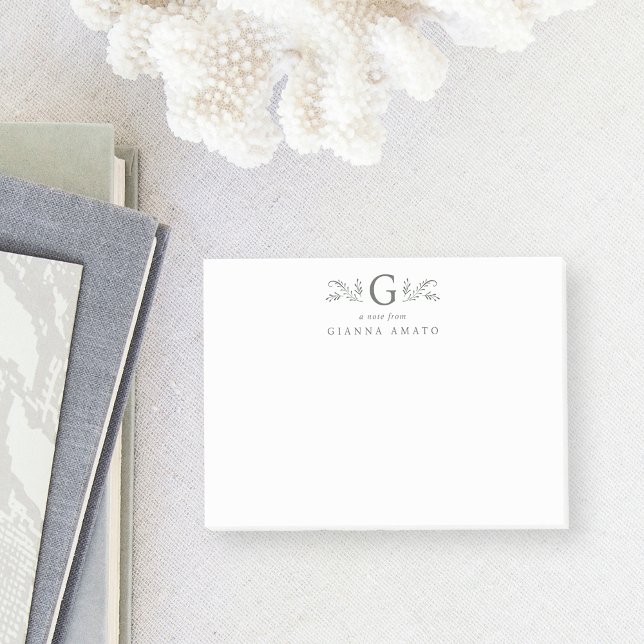 Green Botanical Monogram & Name Post-it Notes (Creator Uploaded)