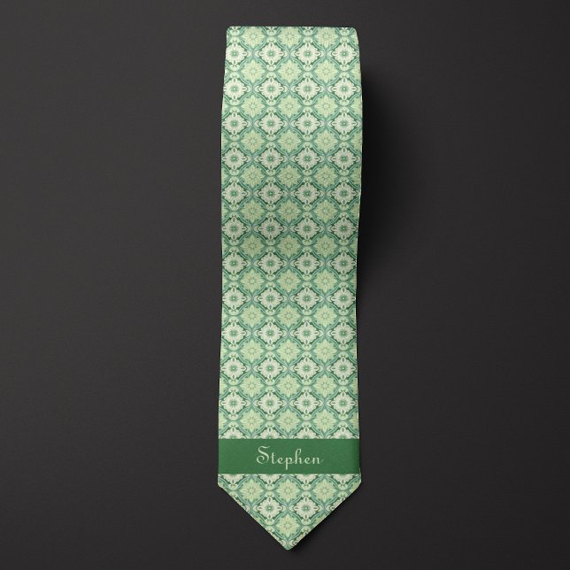 Green Botanical Monogram Neck Tie (Creator Uploaded)