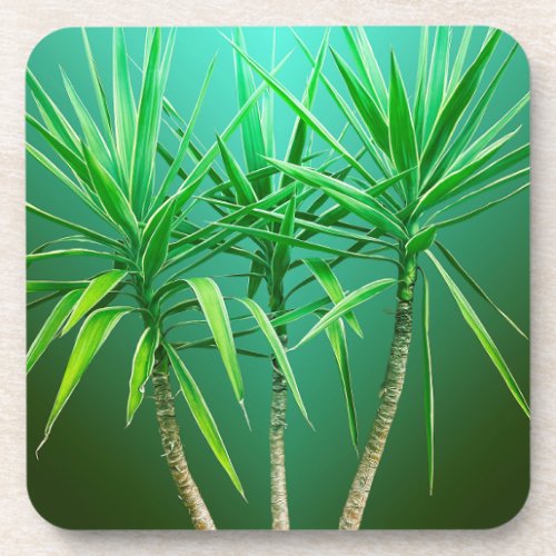 Green Botanical Palm Tree Cushion Beverage Coaster