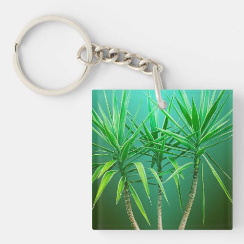 Green Botanical Palm Tree Cushion Keychain