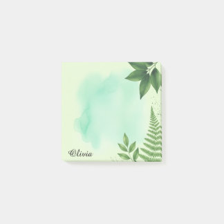 Green Botanical Personalized Sticky Notes