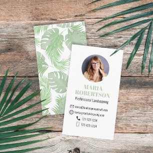 Green Botanical Photo or Logo Palm Leaves Business Card