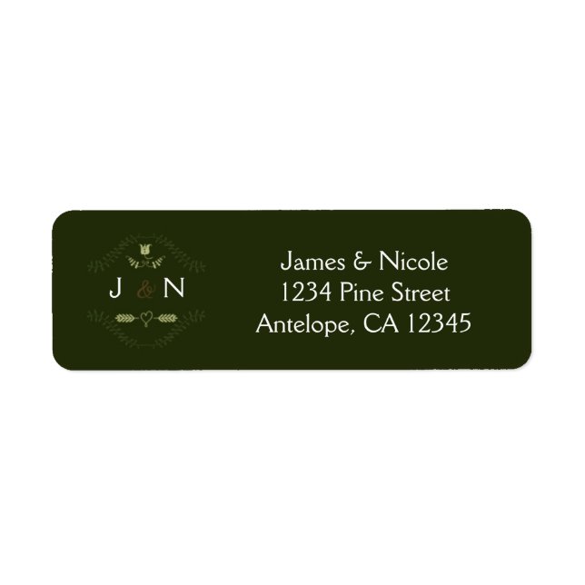 Green Botanical Rustic Forest Modern Wedding Label (Front)