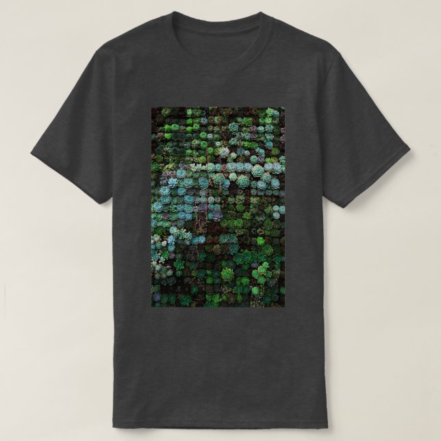 Green Botanical Succulents T-Shirt (Design Front)