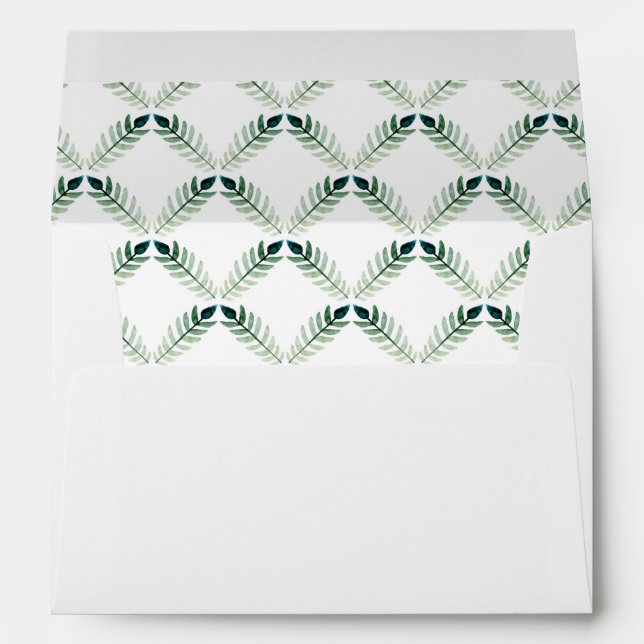 Green Botanical Watercolor Pattern -  Wedding Envelope (Back (Bottom))