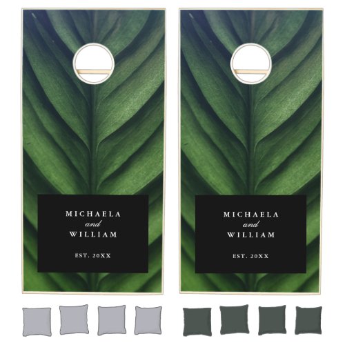 Green Botanical WeddingAnniversary Names Year Cornhole Set