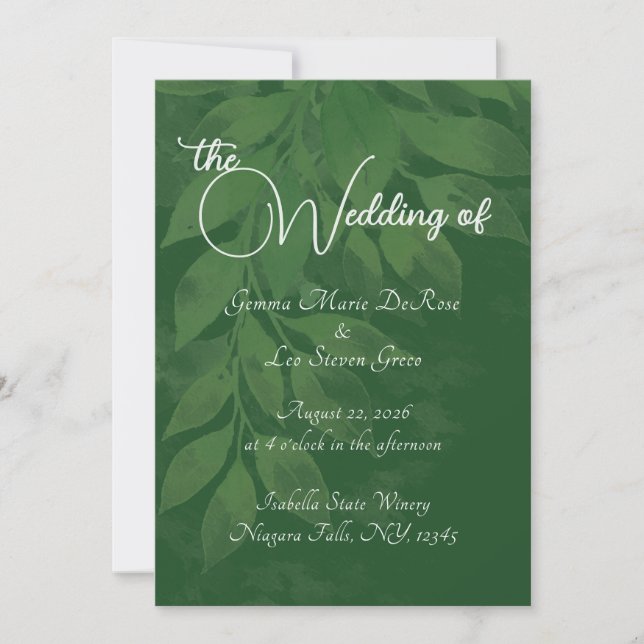 Green Botanical Wedding Invitation (Front)
