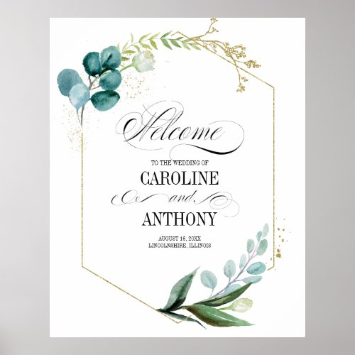 Green Botanical Wedding Welcome Sign