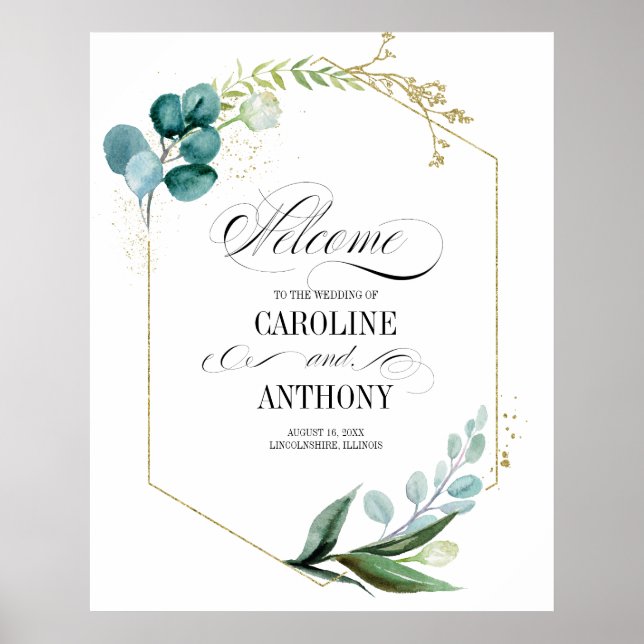 Green Botanical Wedding Welcome Sign (Front)