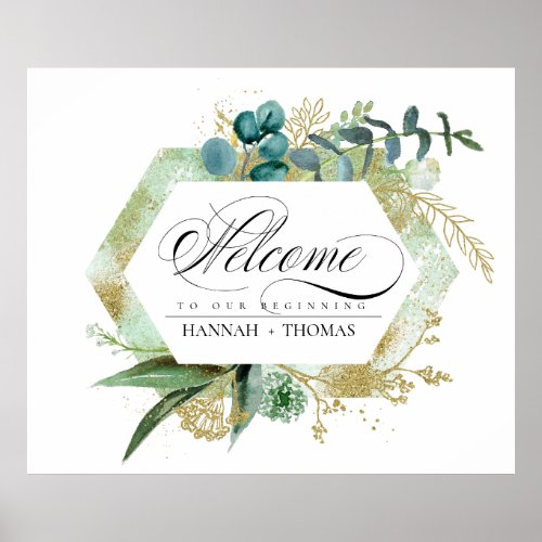 Green Botanical Wedding Welcome Sign