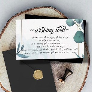 Green Botanical Wishing Well for Wedding Enclosure Card