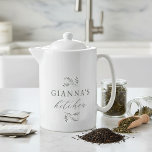 Green Botanical Your Name&#39;s Kitchen Teapot