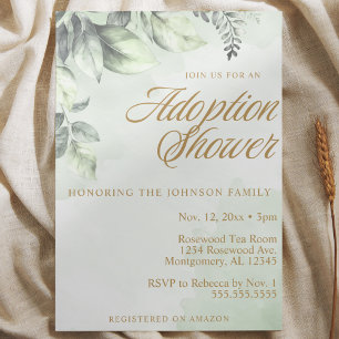 Green Botanicals Adoption Child / Baby Shower Invitation