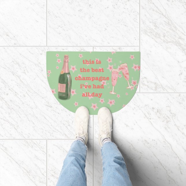 Green Bougie Champagne Bottle Quote  Doormat (Indoor)