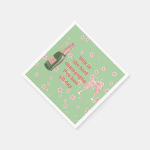 Green Bougie Champagne Bottle Quote  Napkins