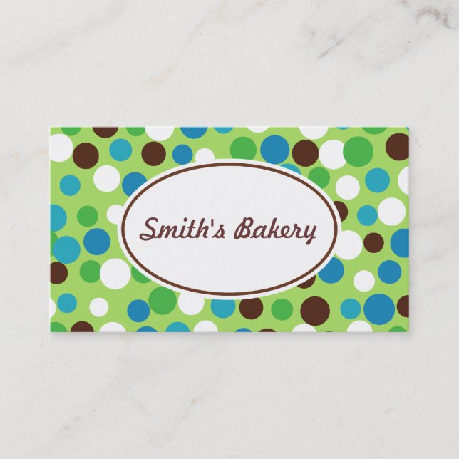 Green Bouncing Dots Business Card (Front)