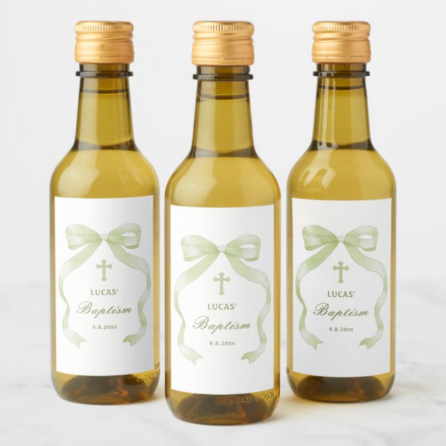 Green Bow Baptism Wine Label (Bottles)