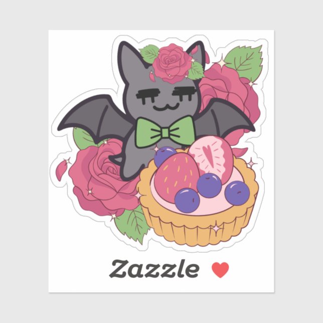 Green Bow Bat and Fruit Tartlet Sticker (Sheet)
