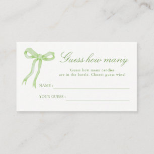 Green Bow Bridal Shower Guess How Many Cards