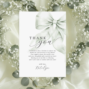 Green Bow Bridal Shower Thank You Card