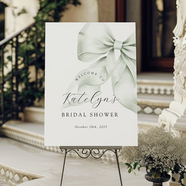 Green Bow Bridal Shower Welcome Sign (Creator Uploaded)