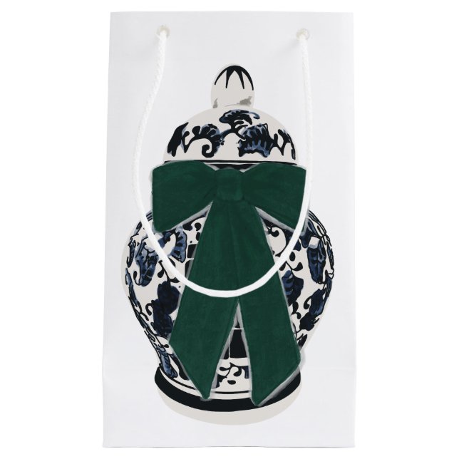 Green Bow Chinoiserie Vase Gift Bag (Front)