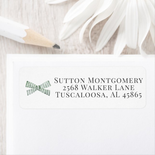 Green Bow Coquette Address Label (Insitu)
