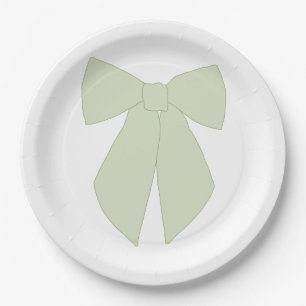 Green Bow Coquette Paper Plates