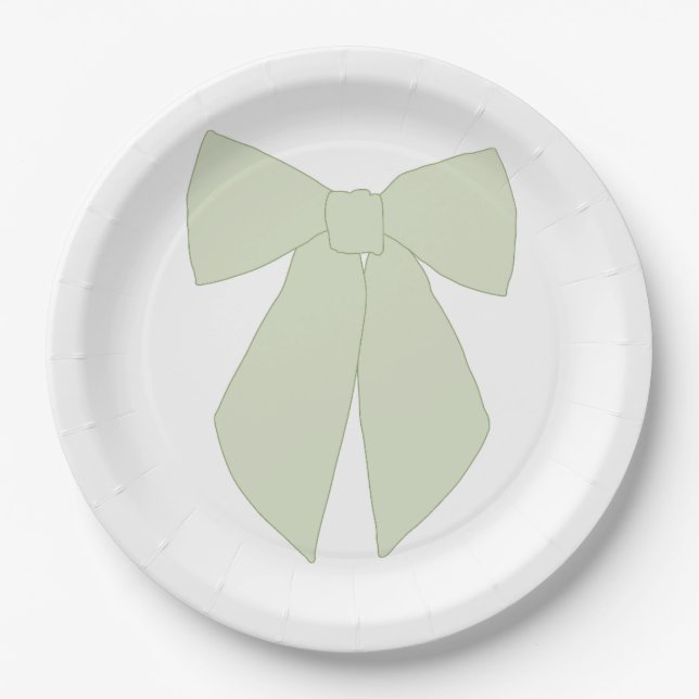 Green Bow Coquette Paper Plates (Front)